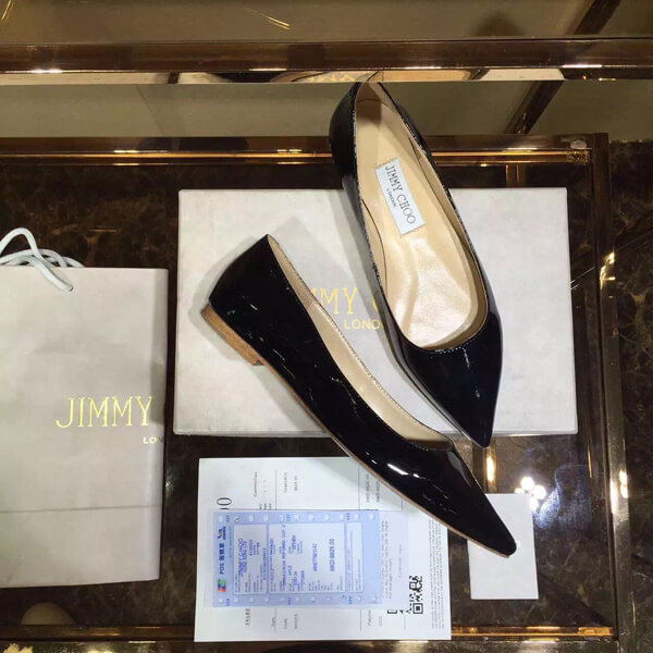 2016-17AW コレクション ジミーチュウスーパーコピー JIMMY CHOO☆ROMY レザーバレリーナ Black